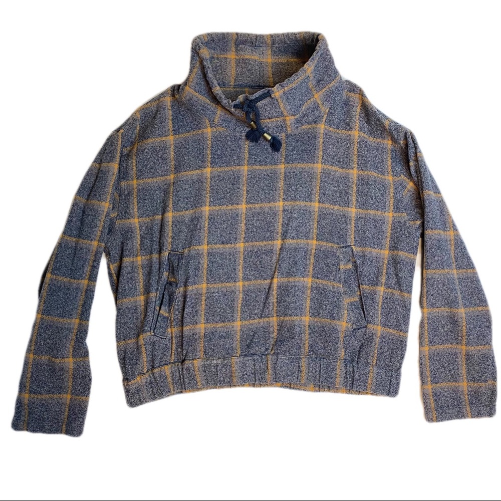 Grey Check Cropped Pullover Sweater